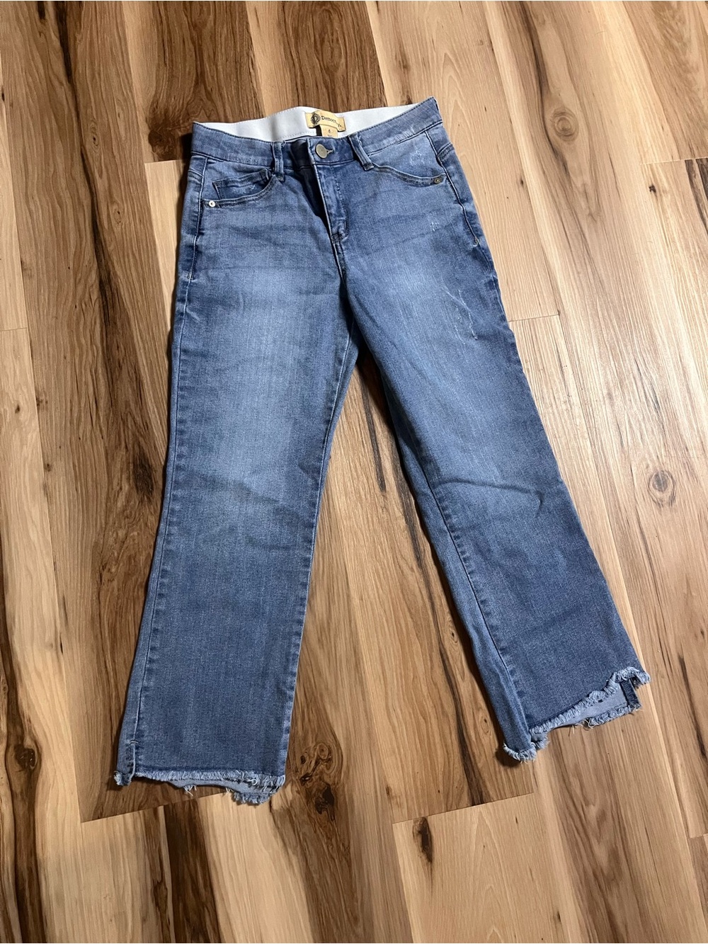 Democracy Light Blue Flared Jeans with Raw Hem